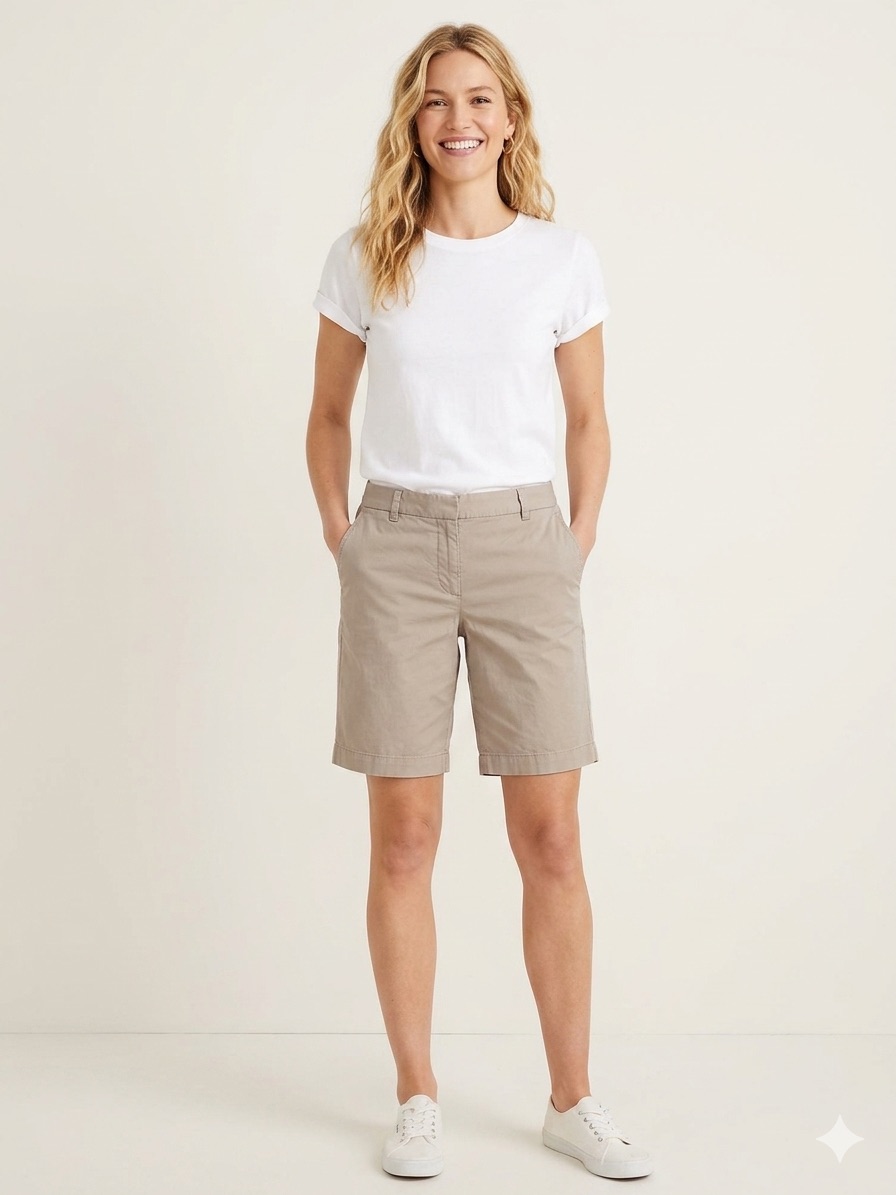 J. Crew Women's Tan Bermuda Mid-Length Chino Shorts Cotton Preppy Classic 10